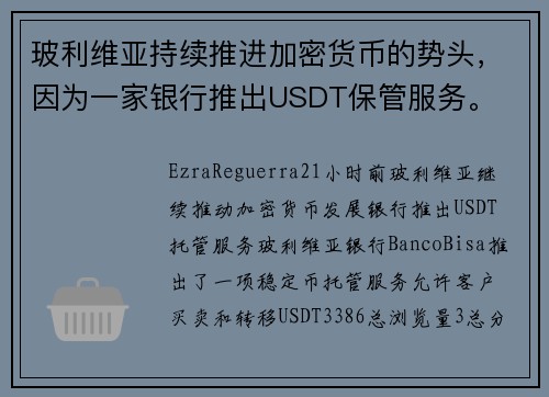 玻利维亚持续推进加密货币的势头,因为一家银行推出USDT保管服务。