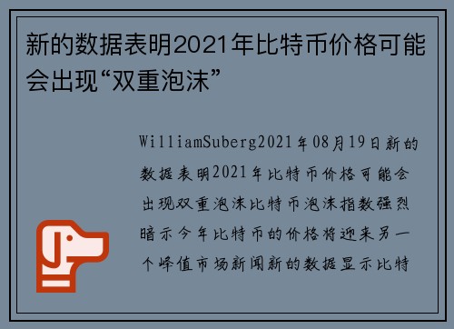 新的数据表明2021年比特币价格可能会出现“双重泡沫”